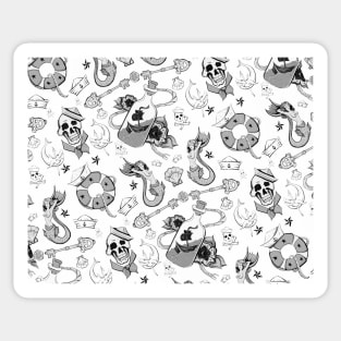 Black and White Punk Sailor Pattern Sticker